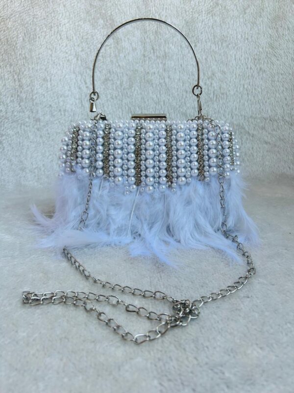 Pearl work Embellished Feather Box Clutch - Image 3