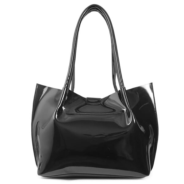 Casual Patent Synthetic Leather Tote Bag, Handbags for Women - Image 3