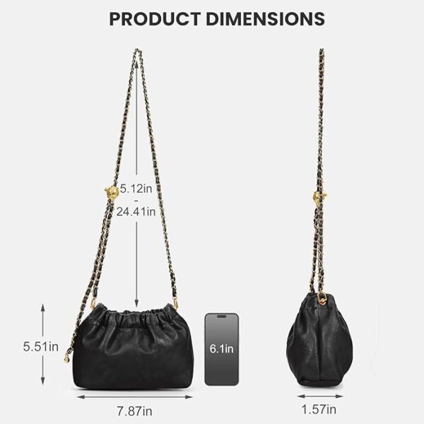 Womens Leather Chain Hobo Bag Tote Shoulder Handbag - Image 3