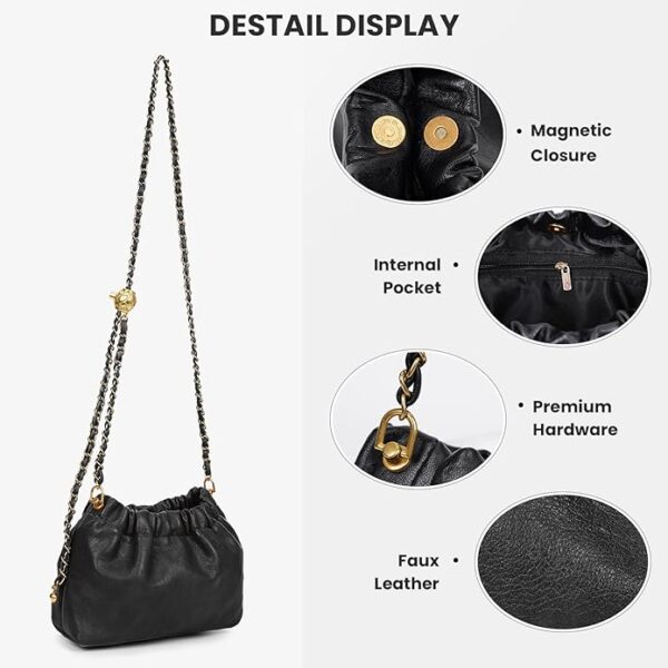 Womens Leather Chain Hobo Bag Tote Shoulder Handbag - Image 6