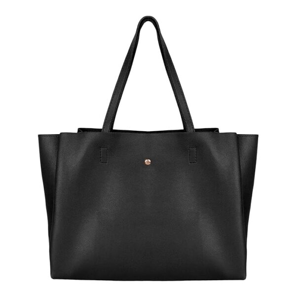 Women's Tote Handbag (Material-PU) - Black - Medium