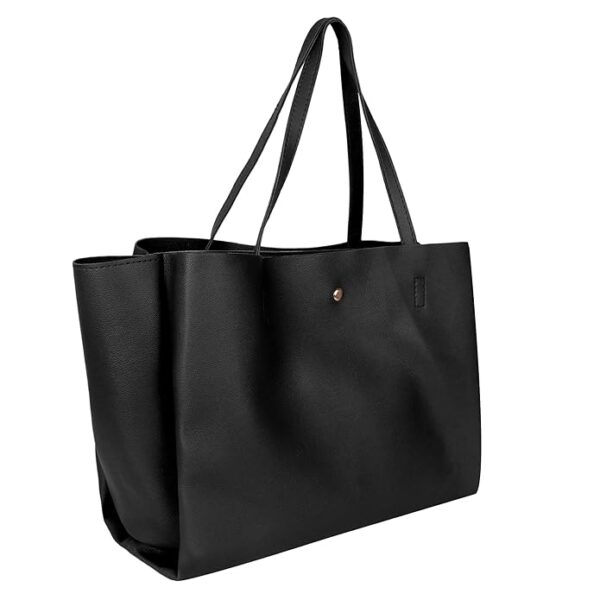 Women's Tote Handbag (Material-PU) - Black - Medium - Image 3