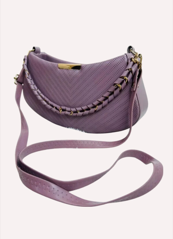 Women's Purple Leather Handbag - Image 3