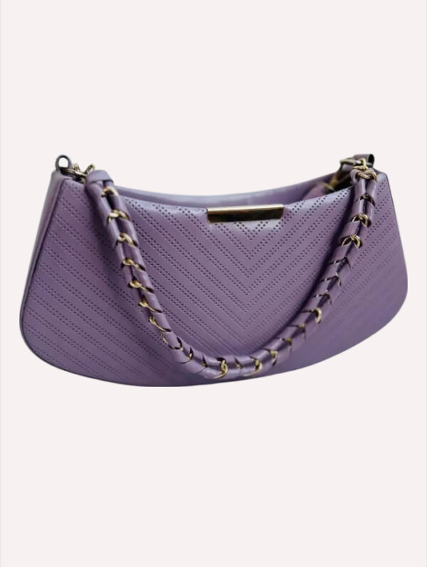 Women's Purple Leather Handbag - Image 4