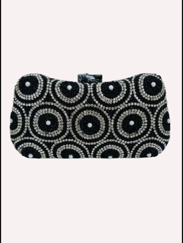 Black And White Rhinestone and Beaded Sling Bag - Image 5