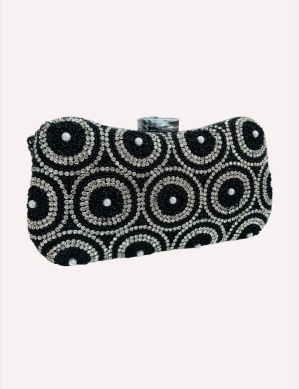 Black And White Rhinestone and Beaded Sling Bag - Image 6