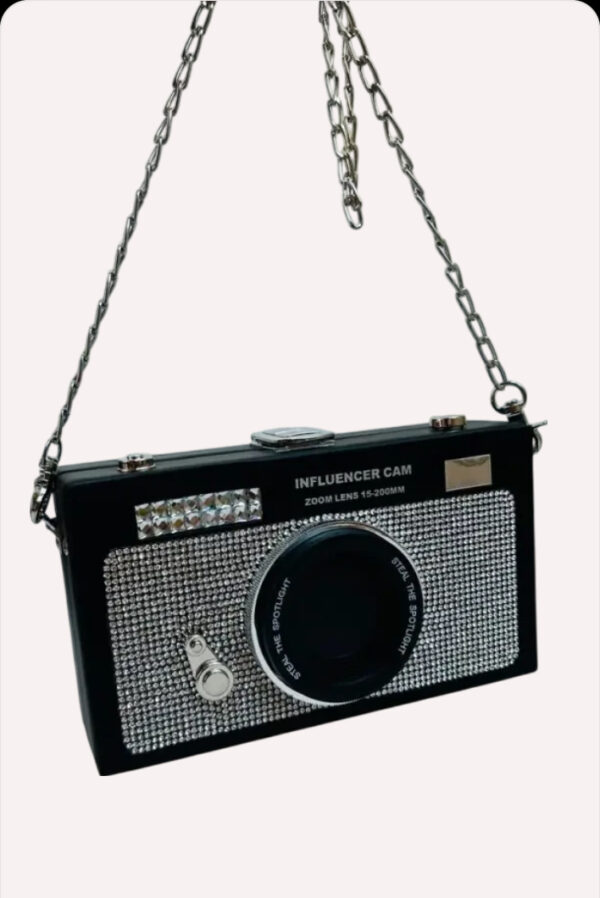 Women Camera Shoulder Bag Rhinestones Messenger Bag Chain Strap Handbag and Purse Korean Style Crossbody Bag for Daily - Image 6