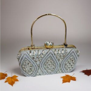 Silver Canvas Ladies Wedding Bridal Hand Bag