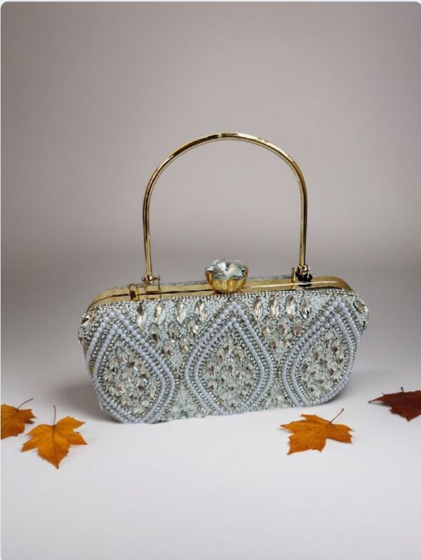 Silver Canvas Ladies Wedding Bridal Hand Bag - Image 2