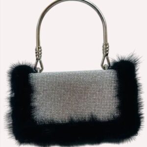 RomanticDesign Women Ostrich Feather Evening Bag Dazzling Rhinestone Shoulder Bag Vintage Party Handbag