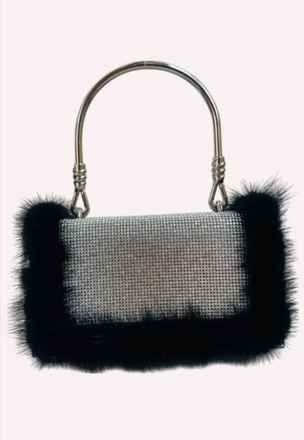 RomanticDesign Women Ostrich Feather Evening Bag Dazzling Rhinestone Shoulder Bag Vintage Party Handbag - Image 2