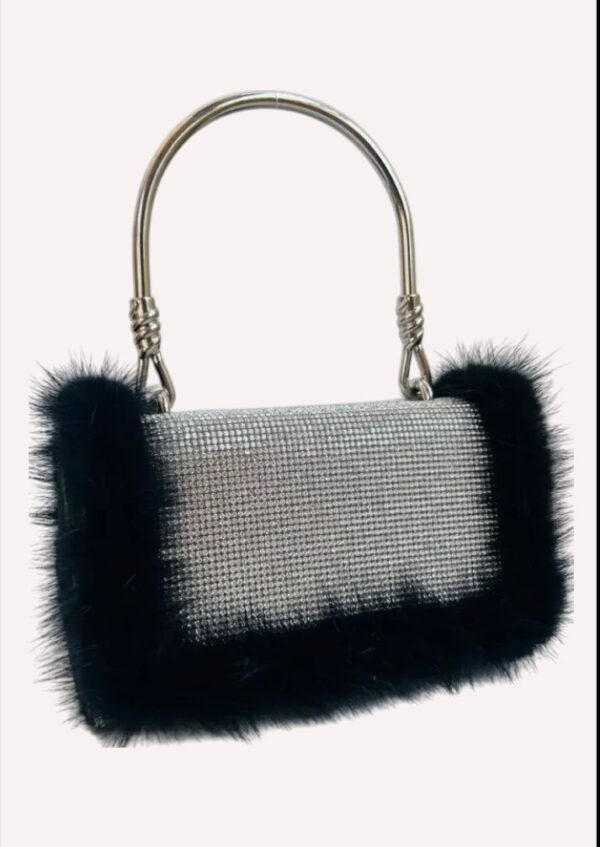 RomanticDesign Women Ostrich Feather Evening Bag Dazzling Rhinestone Shoulder Bag Vintage Party Handbag - Image 3