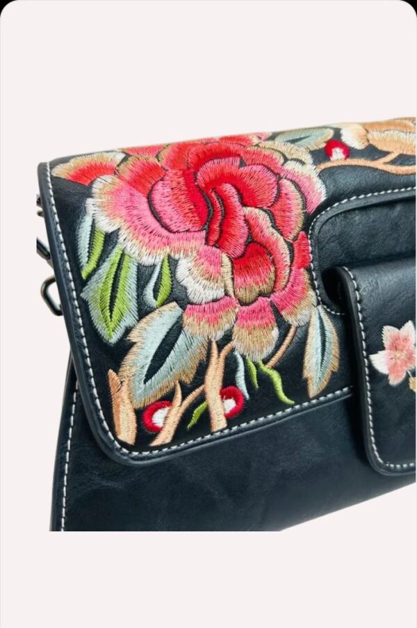 Vintage Chinese Style Embroidery Women Leather Bag / New Elegant Handbag Versatile Shoulder & Crossbody Bags - Image 4