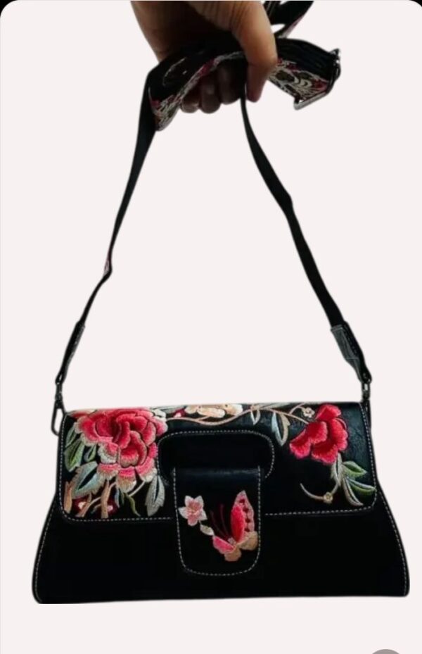 Vintage Chinese Style Embroidery Women Leather Bag / New Elegant Handbag Versatile Shoulder & Crossbody Bags - Image 5