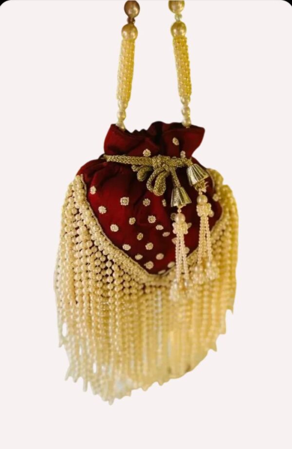 Women's Bridal Fancy Party Hand Embroidery Potli Bags - Image 4