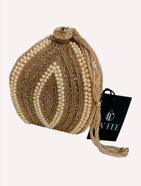 Golden Potli Style Bag for Women for Weddings, Festivals, Special Occasions - Image 5