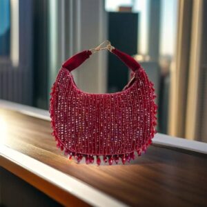 Crystal Embroidery Hand Moon Bag