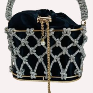 Sparkling Touch Rhinestone Cage Bucket Handbag