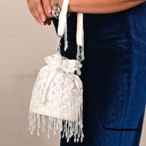 Elegance Pearl White Potli Bag