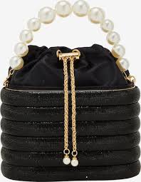 Pearl Top-Handle Crystal Evening Handbag Diamonds Metal Bucket Bag