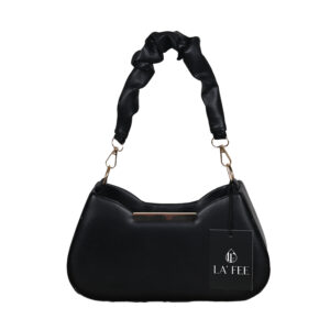 Women's Black Ruffled Shoulder Bag