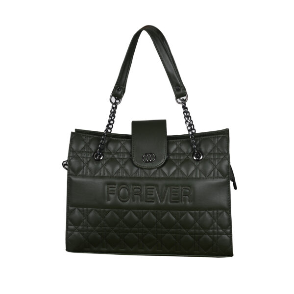 Women Olive Green Tote Bag with Zip Closure
