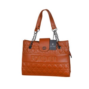 Women Tan Color Tote Bag with Zip Closure