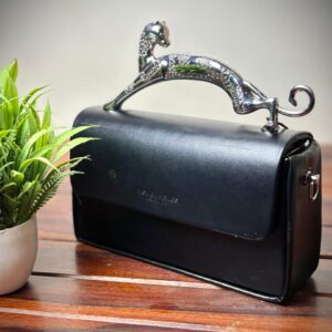 Jaguar Top-Handle Satchel Handbag Black
