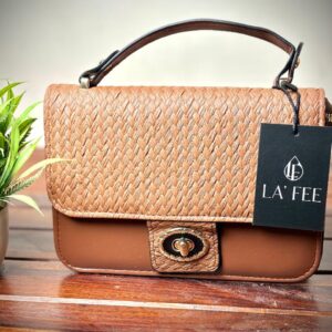 Colourblocked Structured Shoulder Bag Brown