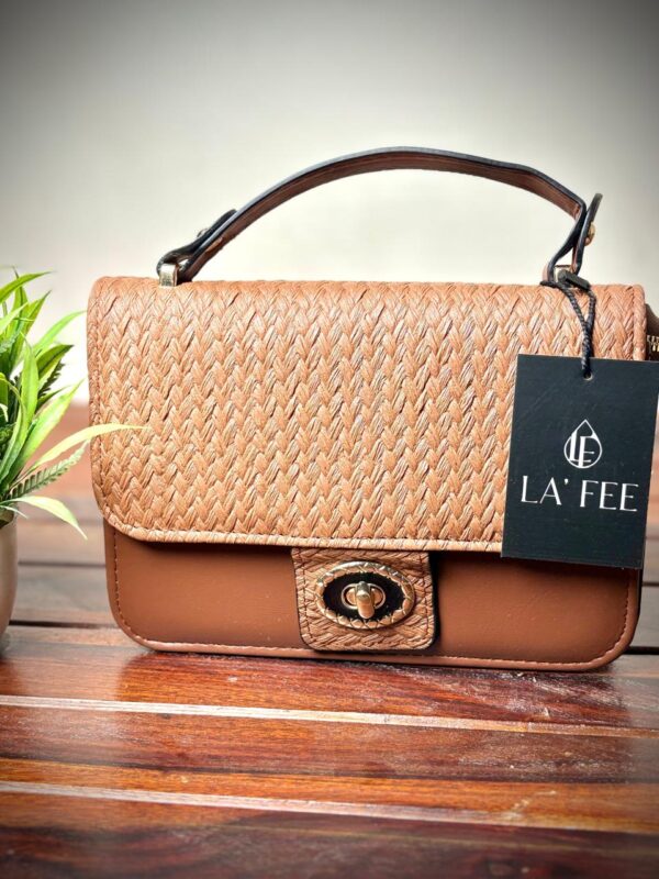 Colourblocked Structured Shoulder Bag Brown - Image 2
