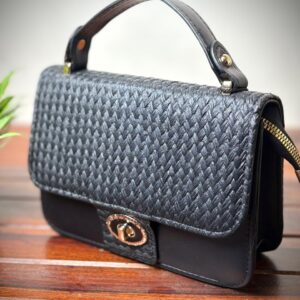 Colourblocked Structured Shoulder Bag Black