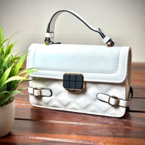 White Diamond Lattice Sling bags and Hand bags