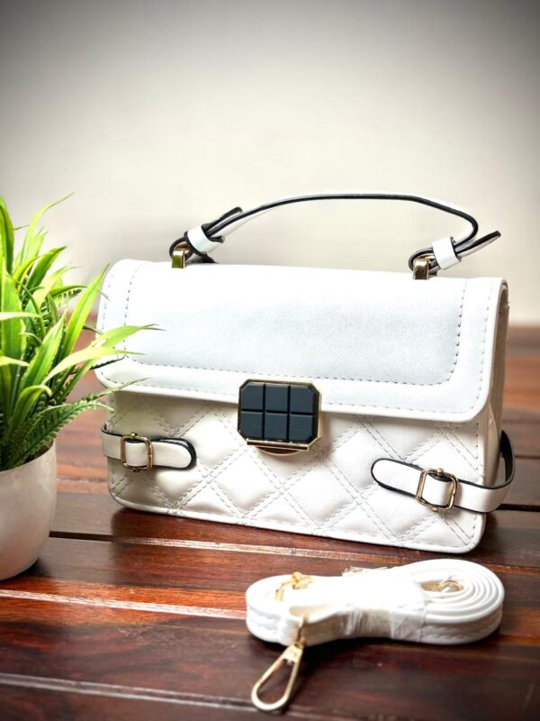 White Diamond Lattice Sling bags and Hand bags - Image 4