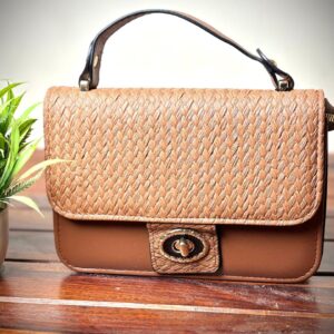 Colourblocked Structured Shoulder Bag Brown