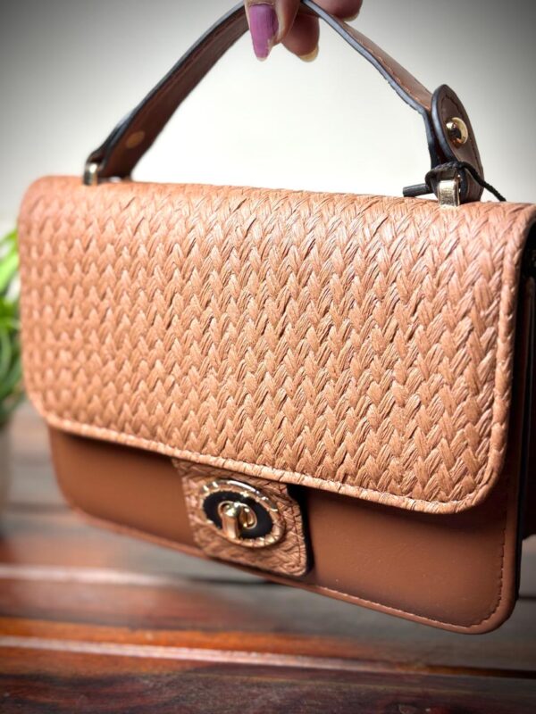 Colourblocked Structured Shoulder Bag Brown - Image 7