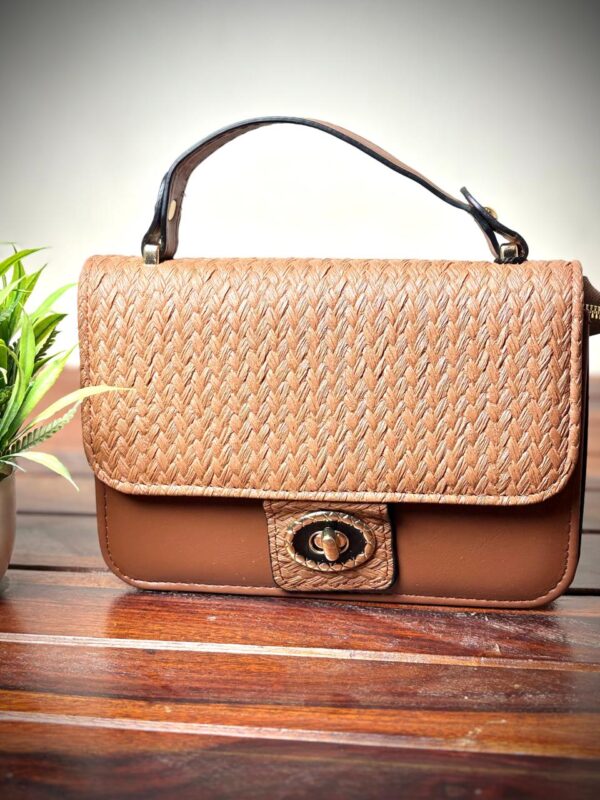 Colourblocked Structured Shoulder Bag Brown