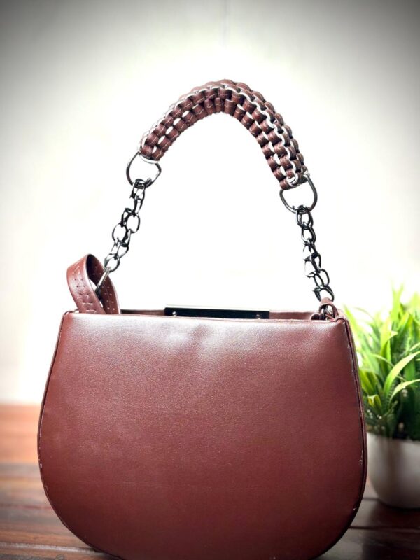 Women’s Stylish Trendy Sling Bag Double Compartment Zipped with Chain Sling & Double Shoulder Strap - Image 4