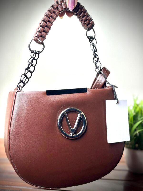Women’s Stylish Trendy Sling Bag Double Compartment Zipped with Chain Sling & Double Shoulder Strap - Image 3