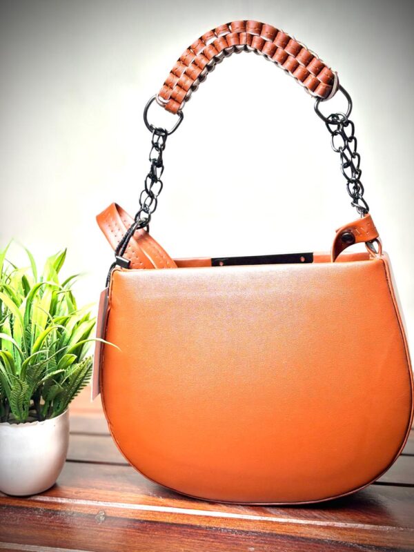 Women’s Stylish Trendy Sling Bag Double Compartment Zipped with Chain Sling & Double Shoulder Strap - Image 3
