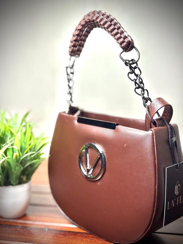 Women’s Stylish Trendy Sling Bag Double Compartment Zipped with Chain Sling & Double Shoulder Strap - Image 2