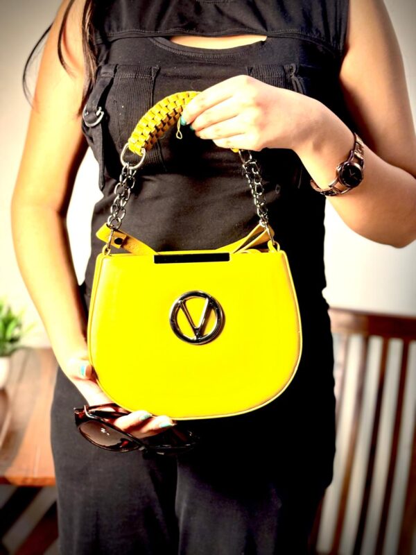 Women’s Stylish Trendy Sling Bag Double Compartment Zipped with Chain Sling & Double Shoulder Strap - Image 4