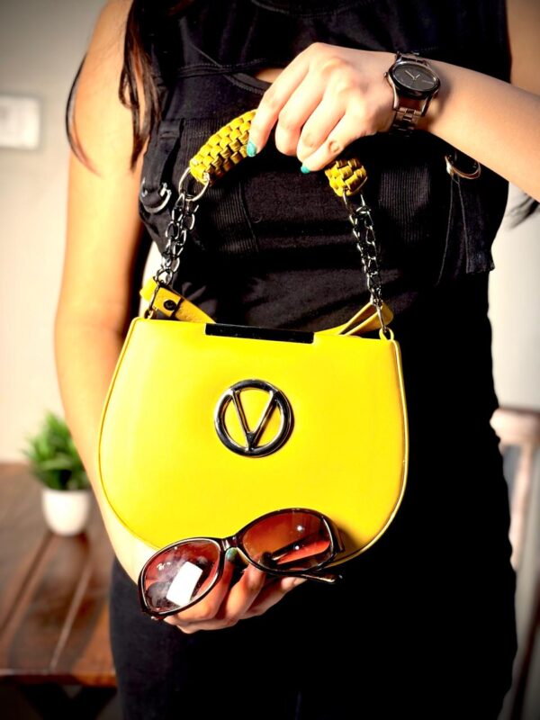 Women’s Stylish Trendy Sling Bag Double Compartment Zipped with Chain Sling & Double Shoulder Strap - Image 3