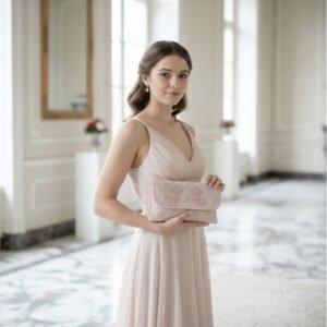 Accessorize London Women's Hand Beaded pearl Floral Pink Party Clutch