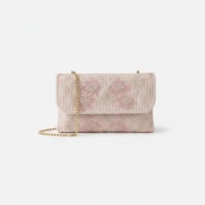 Accessorize London Women’s Hand Beaded pearl Floral Pink Party Clutch