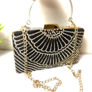 Black & Golden Work Stylish Cocktails Party Clutch