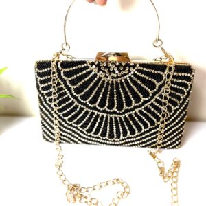 Black & Golden Work Stylish Cocktails Party Clutch