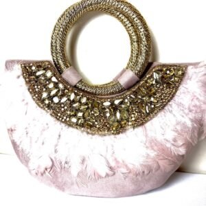 Pink Embellished Fiery Crystal Clutch
