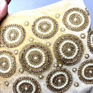 Pearl, Beats & Heavy embroidery Velvet Potli Bags (Golden Color)