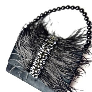 Ostrich Fur Flap Bag Black Color