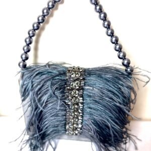 Ostrich Fur Flap bag Grey Color